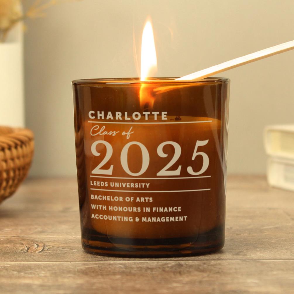 Personalised Graduation Amber Glass Jar Candle Extra Image 2